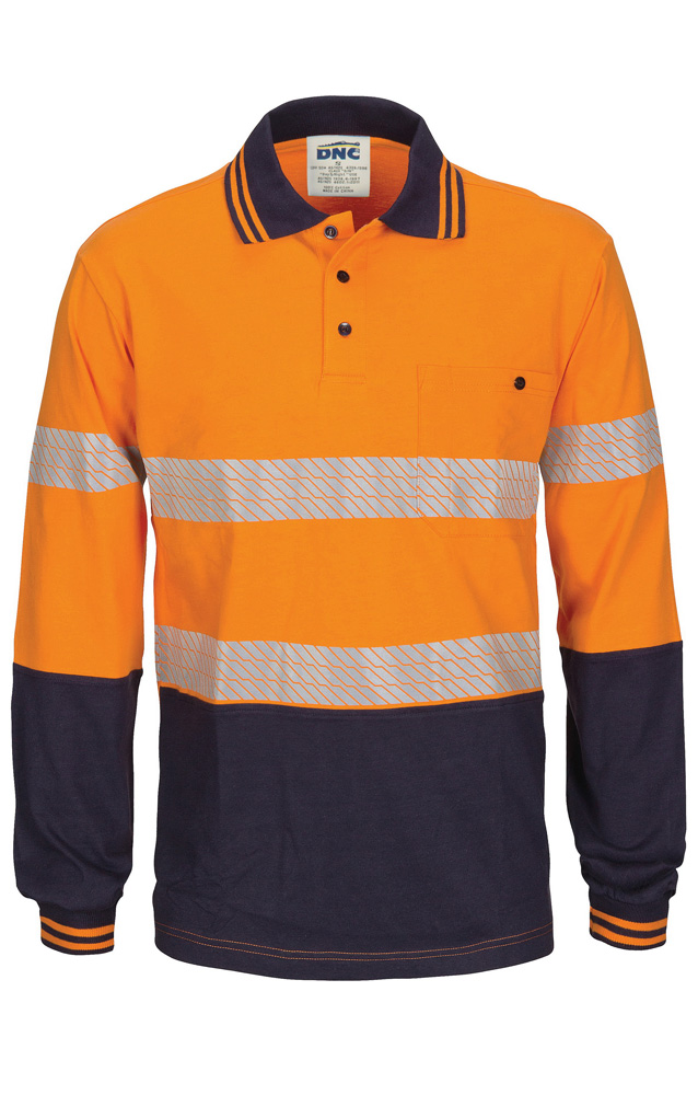 HIVIS Segment Taped Cotton Jersey Polo – Long Sleeve