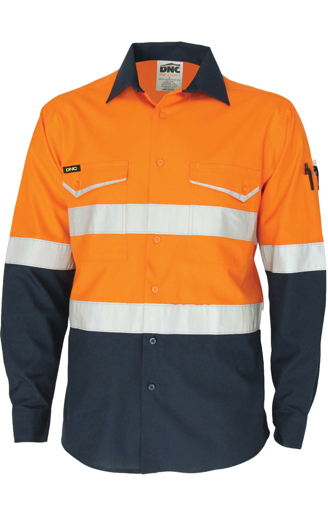 Two-Tone RipStop Cotton Shirt with CSR Reflective Tape Long Sleeve