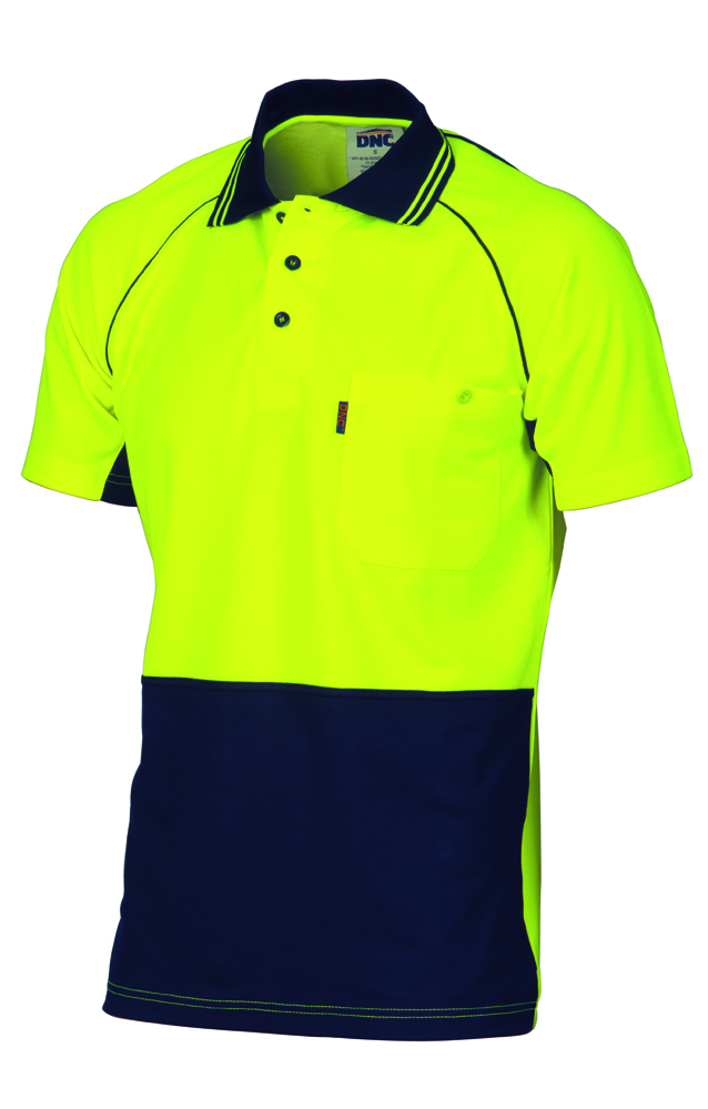 HiVis Cotton Back Contrast Polo Short Sleeve