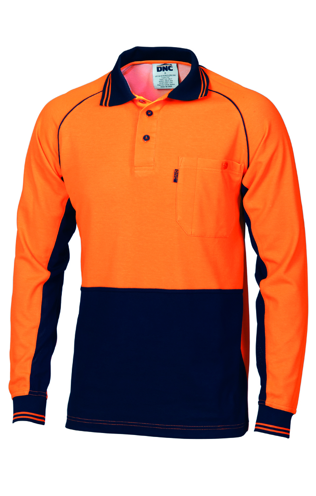 HiVis Cotton Back Contrast Polo Long Sleeve