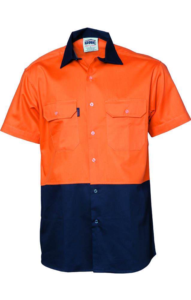 Hivis 2 Tone Cool-Breeze Cotton Shirt Short Sleeve