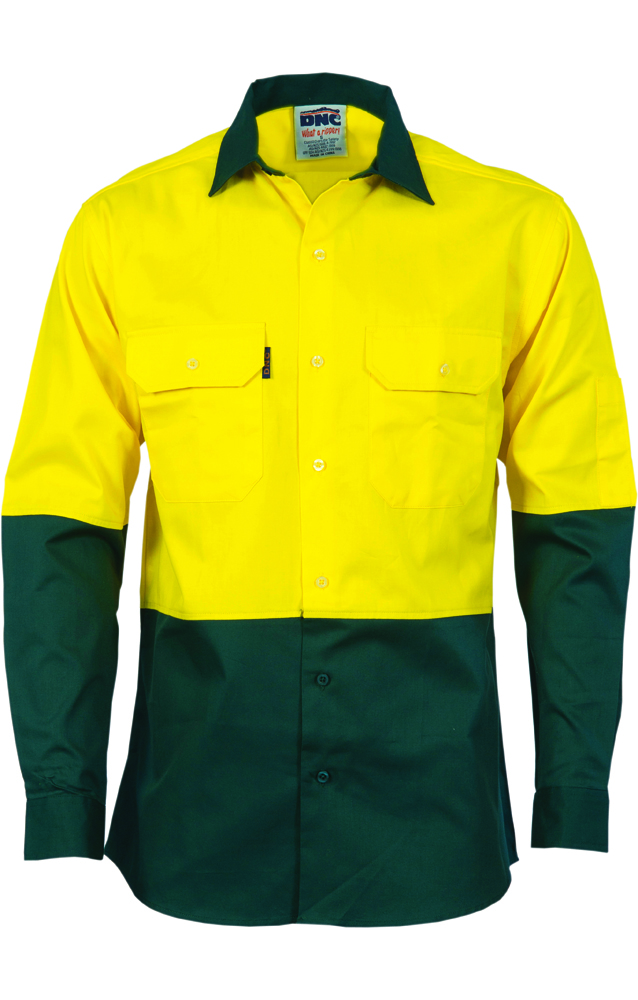 Hivis 2 Tone Cool-Breeze Cotton Shirt Long Sleeve