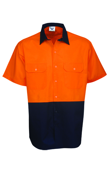 Hi Vis 155 GSM Cotton Twill Shirts Short Sleeve