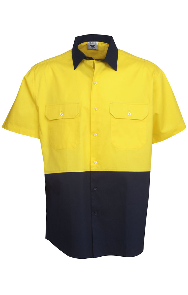 Hi Vis 190 GSM Cotton Twill Shirts Short Sleeve