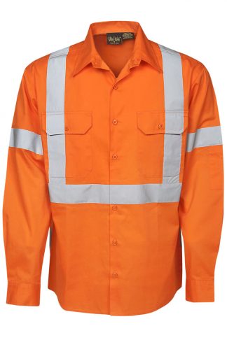 NSW Railway Safety Compliant Hi Vis Shirts - Hi Vis NSW Rail Compliant 155GSM All Orange Cotton Shirt.