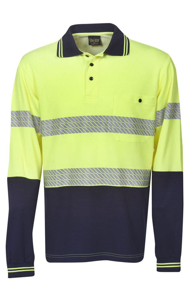 Hivis Segment Taped Cotton Back Polo Long Sleeve