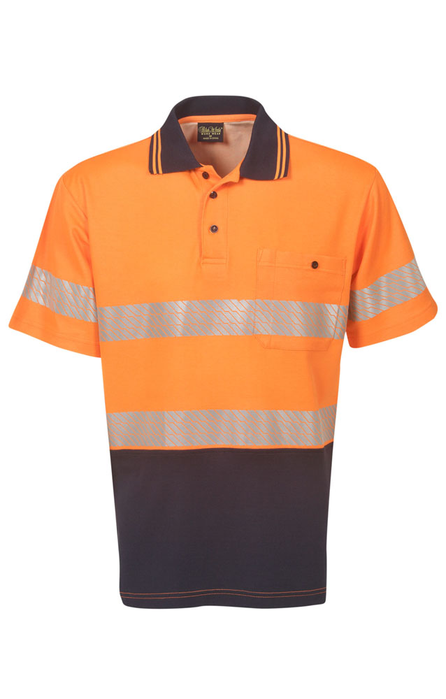 Hivis Segment Taped Cotton Back Polo Short Sleeve