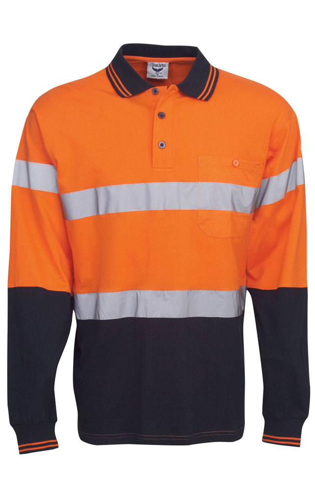 100% Cotton D/N Hi Vis Polo With R/Tape Long Sleeve