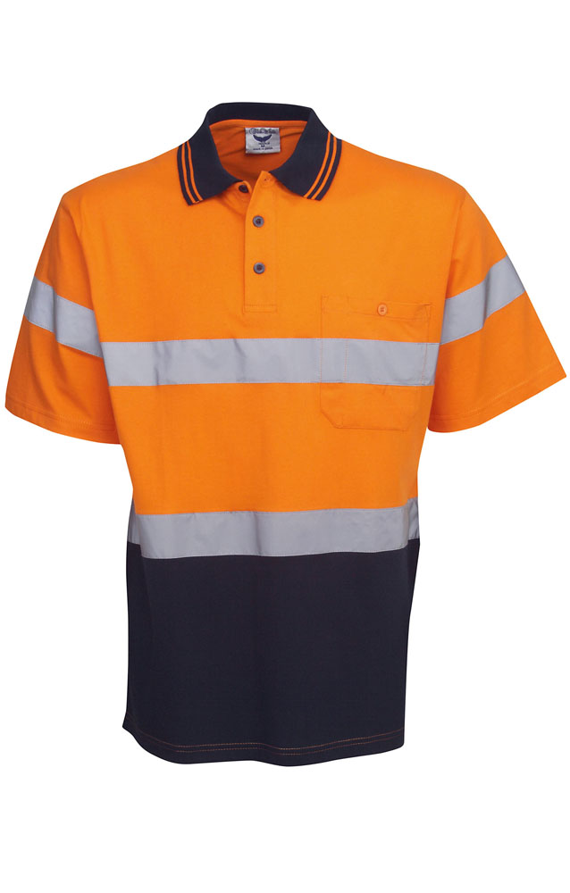 100% Cotton D/N Hi Vis Polo With R/Tape Short Sleeve