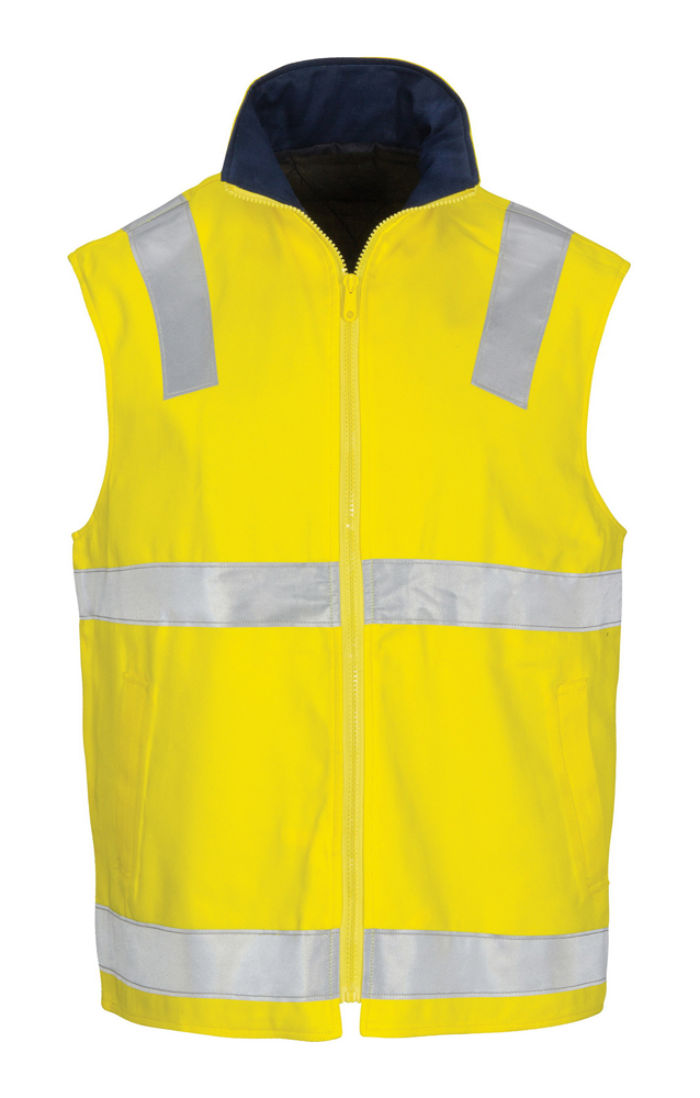 HiVis Cotton Drill Reversible Vest with Generic R/Tape