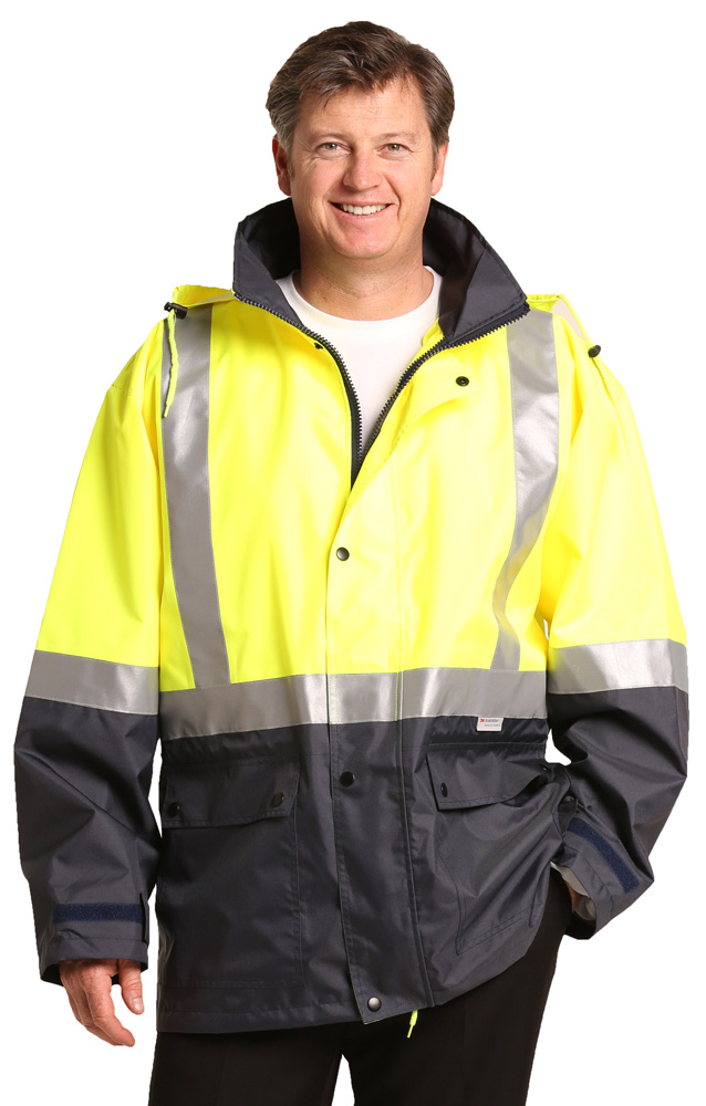 AIW Hi Vis 2 Tone Breathable Rain Proof Jacket with 3M Reflective Tape and Quilt Lining