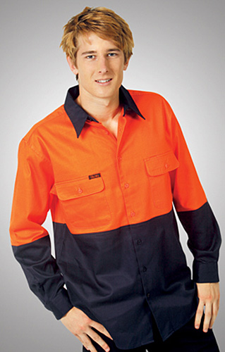 Hi Vis 190 GSM Cotton Twill Shirts Long Sleeve