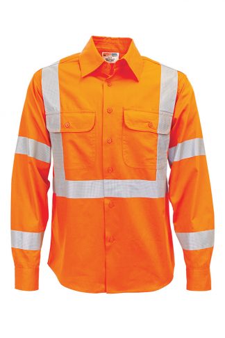 NSW Railway Safety compliant.Hi Vis Shirts Cotton - Vortex Maxcool NSW Rail Safety Shirt L/S With Perforated 100 Wash Tape.