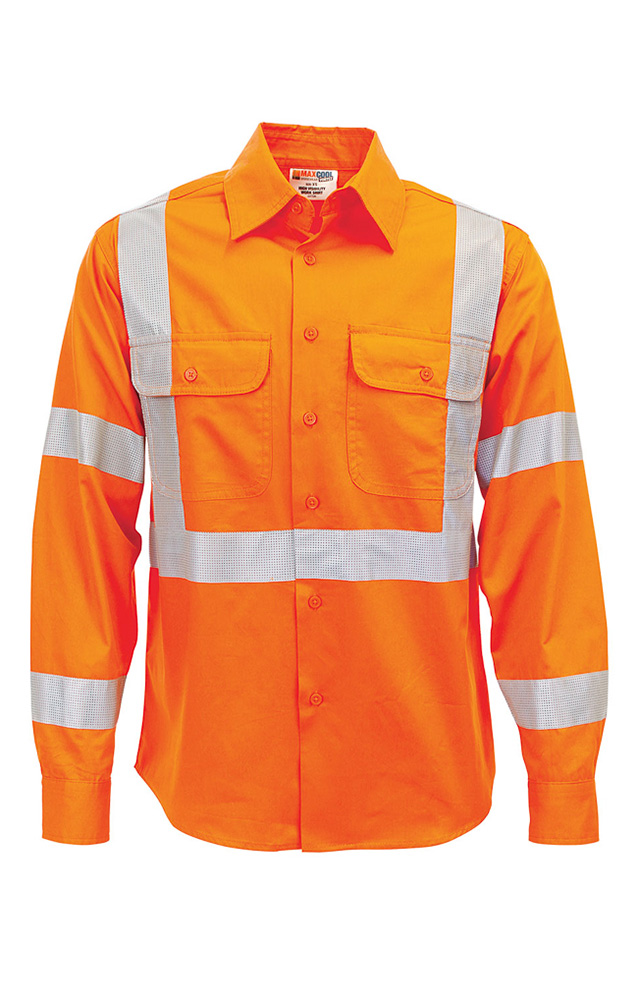 Vortex Maxcool NSW Rail Safety Shirt L/S With Perforated 100 Wash Tape