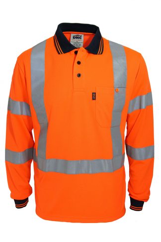 NSW railway safety compliant Hi Vis Polo Shirts - Hi Vis "X' Back & Bio-motion Taped Polo.