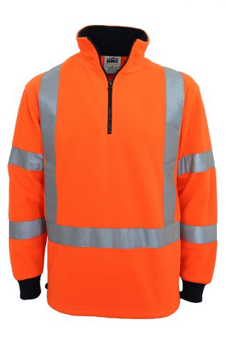 NSW railway safety compliant Hi Vis Jumper Polar Fleece - Hi Vis "X" back & Biomotion Taped Polar Fleece Jumper.