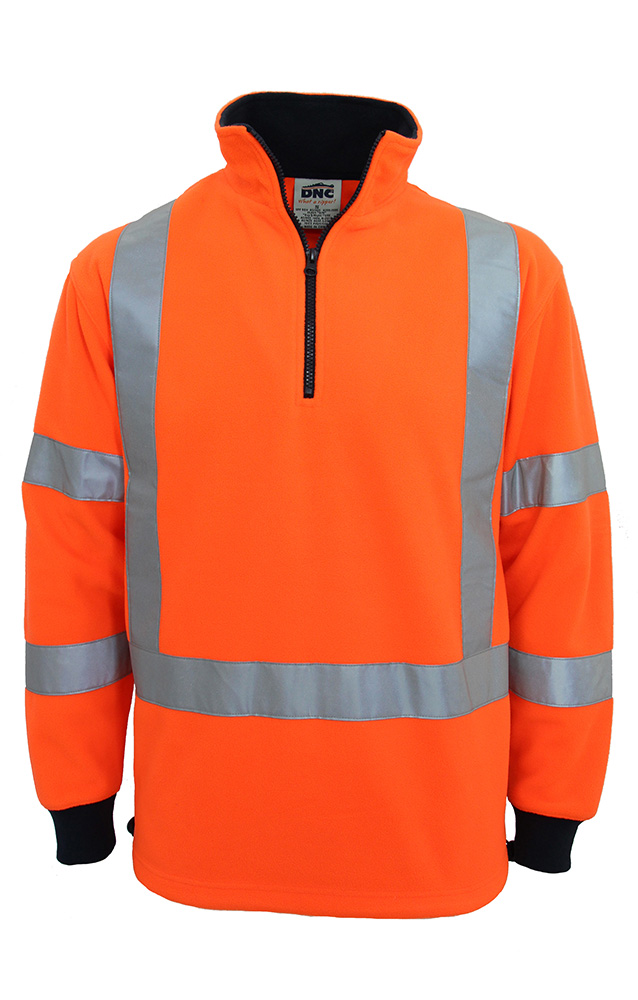 DNC NSW Rail Compliant Hi Vis Jumper Polar Fleece With “X” back Reflective Tape and Bio Motion Reflective Tape on Arms