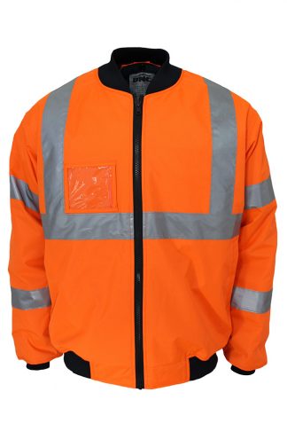 NSW railway safety compliant Hi Vis Waterproof Jacket - Hi Vis "X" Back Flying Jacket Biomotion Tape.