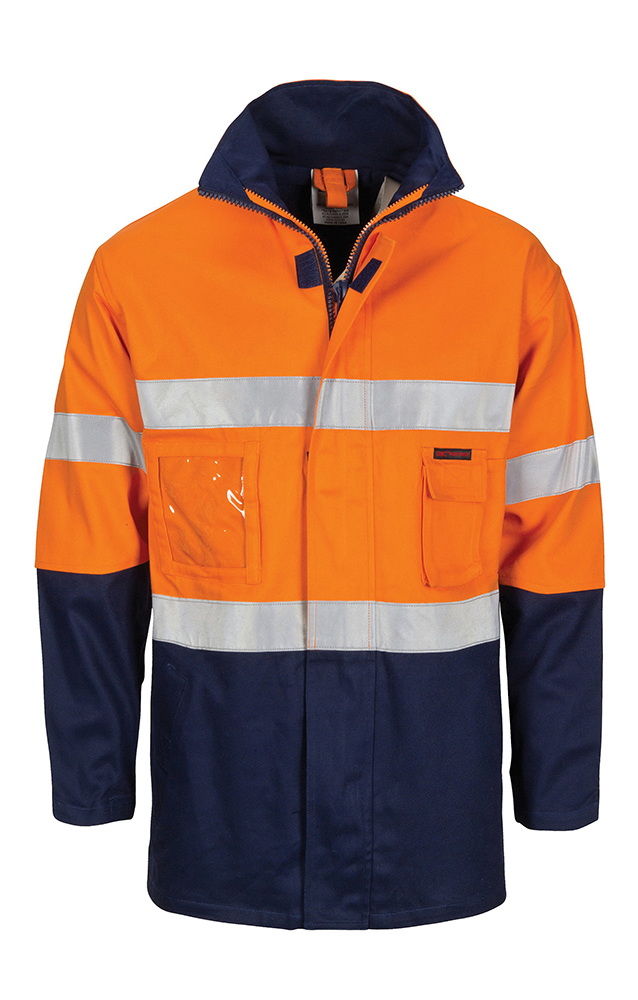 HiVis Cotton Drill “2 in 1” Jacket with Generic Reflective R/Tape