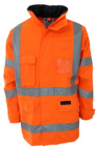 QLD traffic controller compliant Hi Vis Rain Jacket - Hi Vis Breathable Rain Jacket with Biomotion Tape