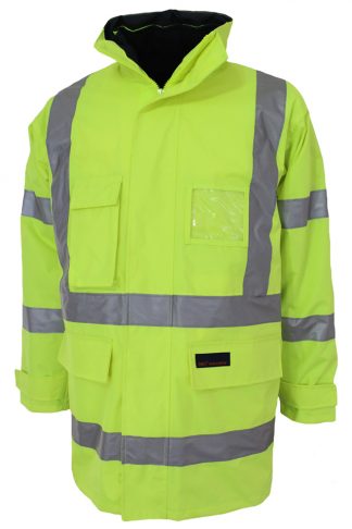 QLD traffic controller compliant Hi Vis Rain Jacket - HiVis "6 in 1" Breathable rain jacket with Biomotion tape.