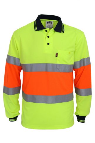 QLD traffic controller compliant Hi Vis Polo Shirt - Hi Vis Cool-dry 2 Tone Bio-motion D/N Polo