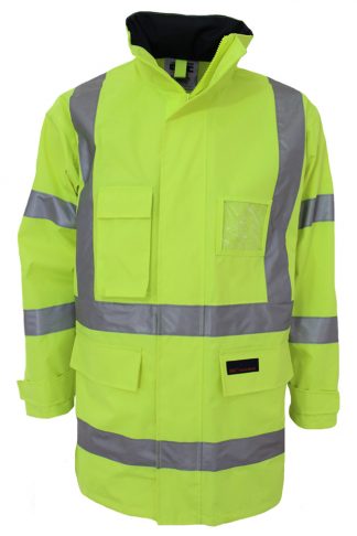 QLD traffic controller compliant Hi Vis Waterproof Jacket - Hi Vis "H" Pattern Biomotion Tape Jacket, with Biomotion tape.