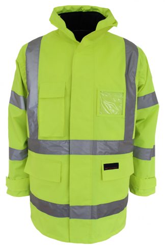 QLD traffic controller compliant Hi Vis Waterproof Jacket - Hi Vis "H" Pattern Biomotion Tape "6 in 1" Jacket.