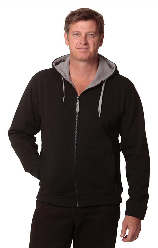 Men’s Full Zip Contrast Bonded Fleece Hoodie