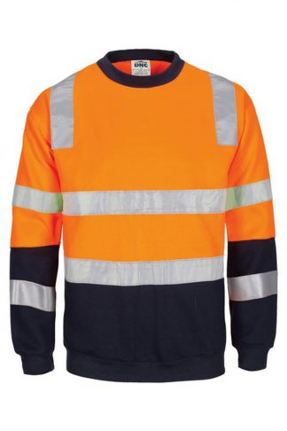 VIC Rail Safety Compliant Hi Vis 2 Tone Crew-neck Fleecy Sweat Shirt with CSR R/Tape.