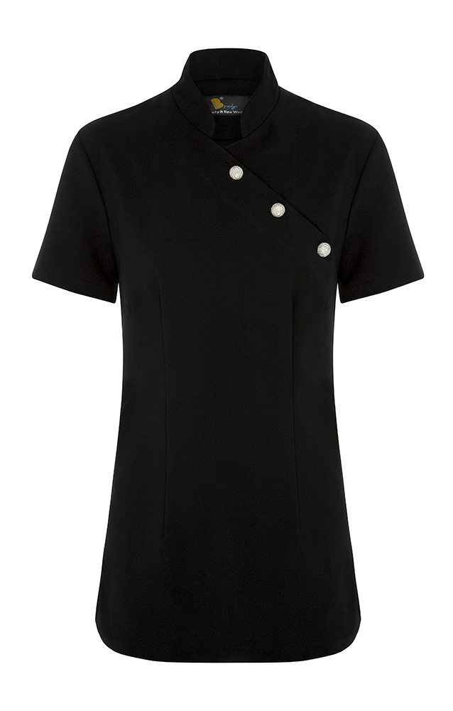 Shoulder Button Tunic black Short Sleeve