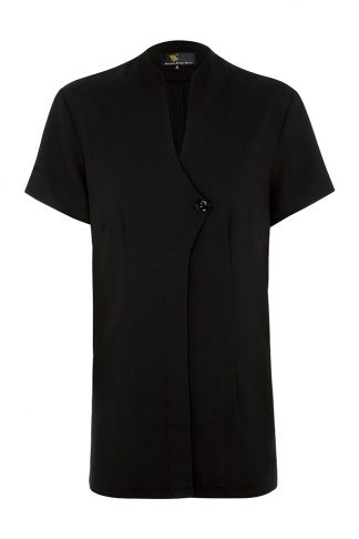 Beauty Uniforms and Dental Uniforms - Freesia Thin Cool Tunic Black Short Sleeve front