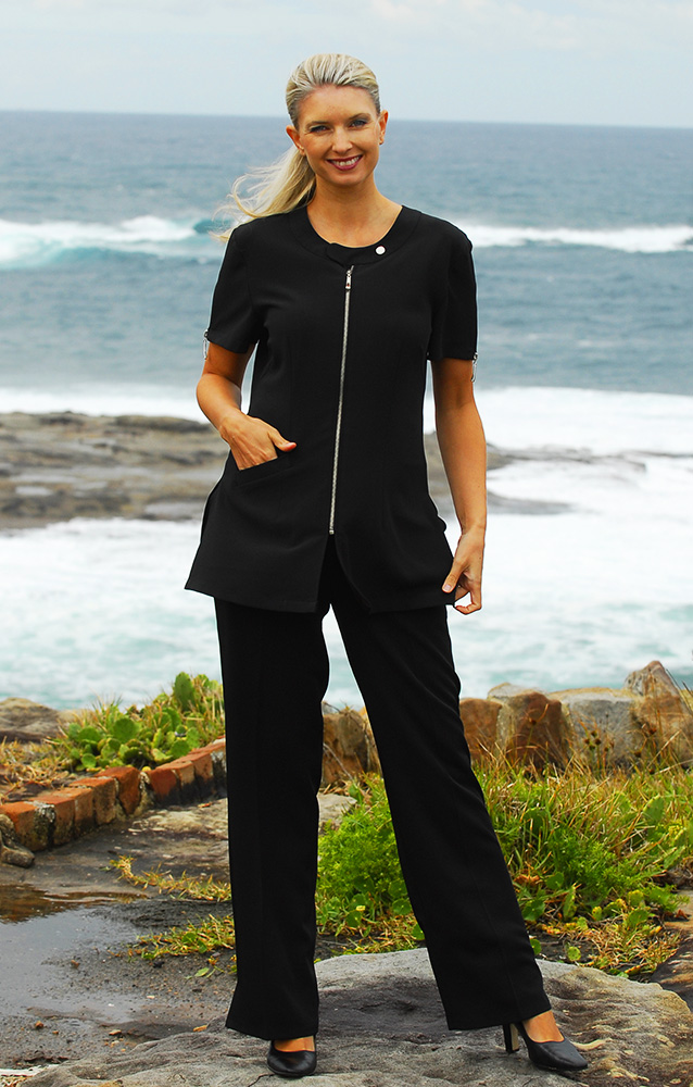 Flat Front Trousers Black