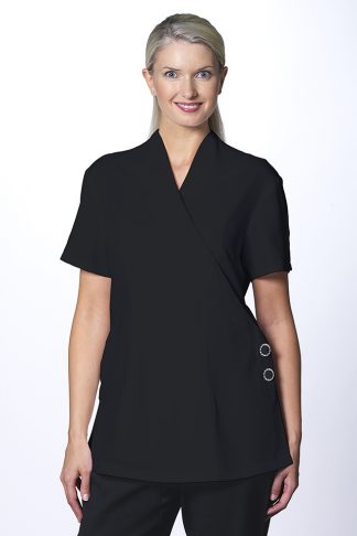 Beauty & Spa Uniforms - Comfy Wrapping Tunic Black Short Sleeve