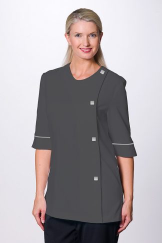 Dental Uniforms and Salon Uniforms - Azalea Moisture Wicking Tunic 3/4 Sleeve Grey