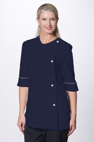 Dental Uniforms and Salon Uniforms - Azalea Moisture Wicking Tunic 3/4 Sleeve Navy.