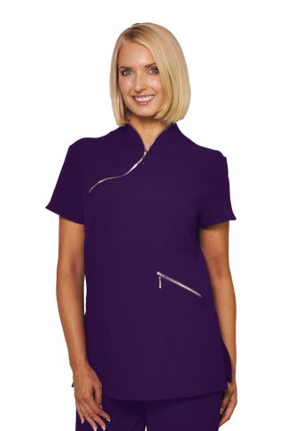 Salon and Spa Uniforms - Lotus Tunic Grape Short Sleeve