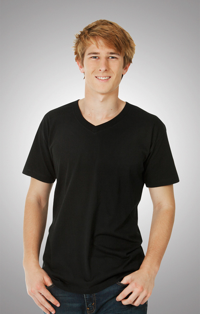 Mens Pre-Shrunk Combed Cotton V-Neck Tee Short Sleeve