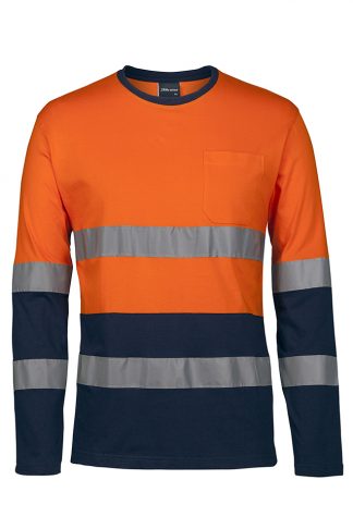 HI VIS D+N L/S CREW NECK COTTON T-SHIRT