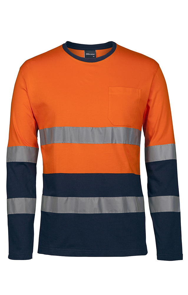 HI VIS D+N L/S CREW NECK COTTON T-SHIRT