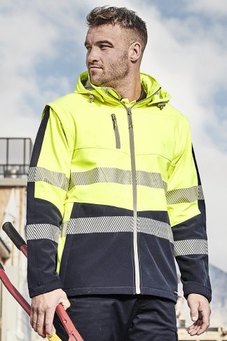 Unisex Hi Vis 2 in 1 Stretch Softshell Taped Jacket