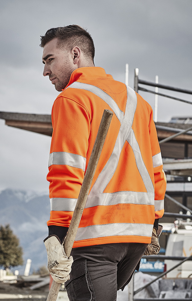 Syzmik NSW Rail Compliant Hi Vis Sweatshirt With ‘X’ Back Tape and Stretch Bio Motion Reflective Tape