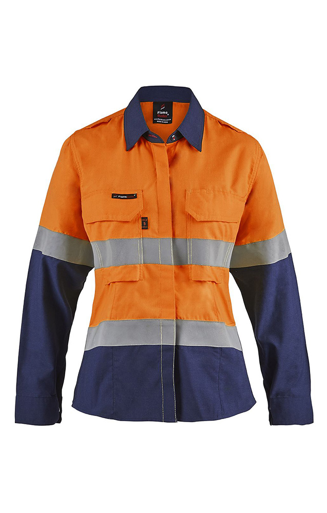 Torrent HRC2 Ladies Hi Vis Two Tone Close Front Shirt With Gusset Sleeves and FR Reflective Tape