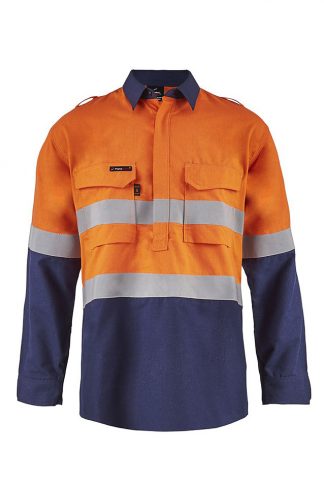 Torrent HRC2 Men's Hi Vis Two Tone Close Front Shirt With Gusset Sleeves and FR Reflective Tape