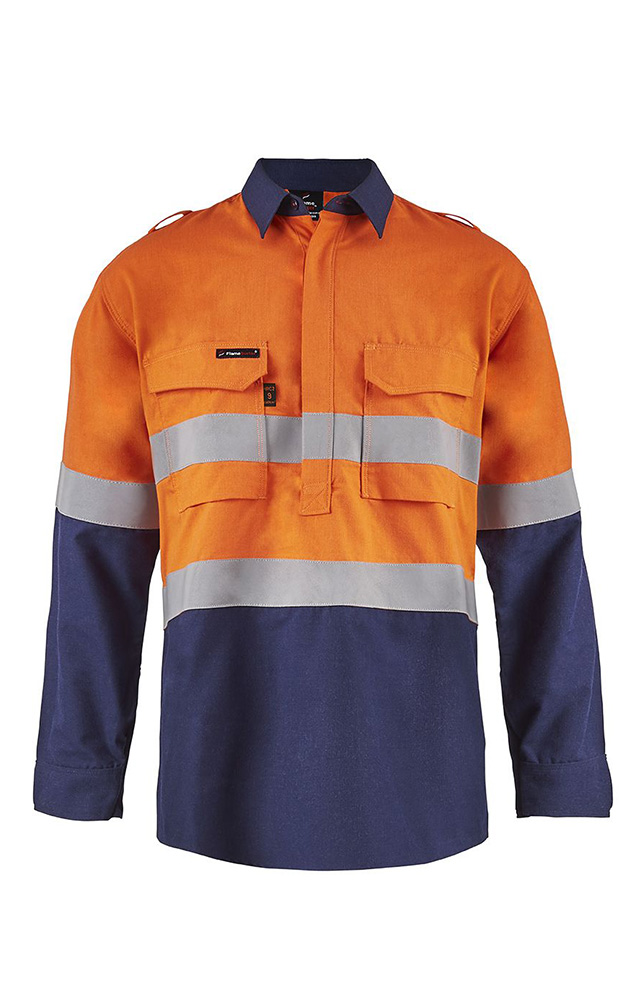 Torrent HRC2 Men’s Hi Vis Two Tone Light Weight Close Front Shirt With Gusset Sleeves and FR Reflective Tape (MOQ: 3 Shirts)