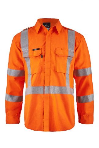 Torrent HRC2 Men's Hi Vis NSW Rail Open Front Shirt With X Pattern Bio Motion FR Reflective Tape