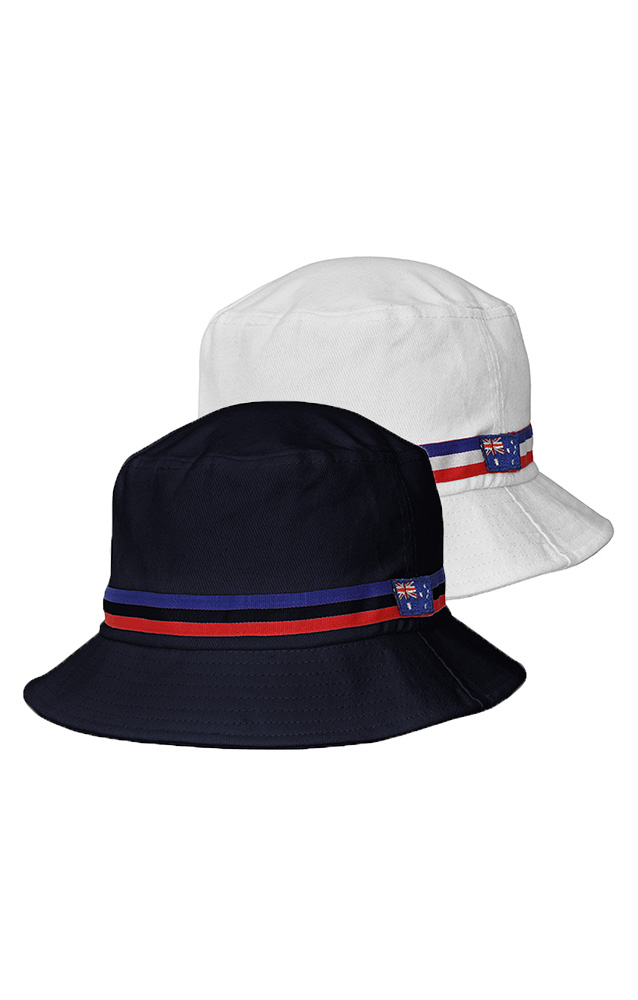 Bucket Hat with  with Embroidered Australian Flag and One Full Colour Transfer Printing At Front (MOQ: 20)