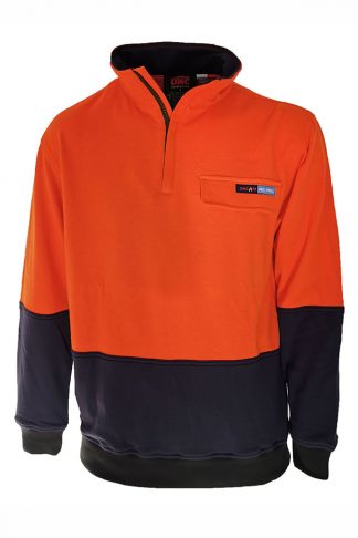 Hi Vis Inherent 1/2 Zip Fire Retardant PPE2 Super Fleecy Jumper