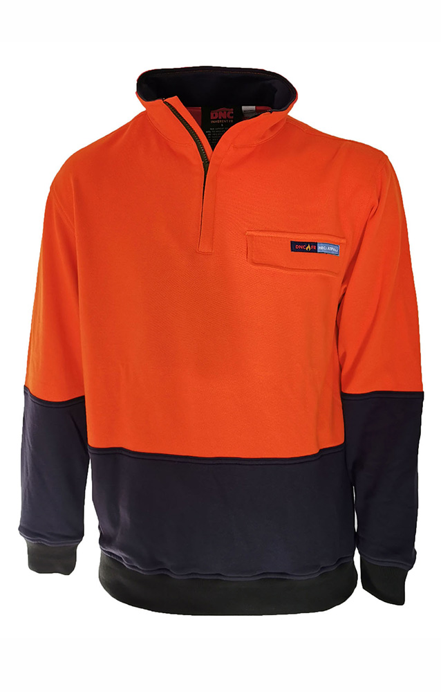 Hi Vis Inherent 1/2 Zip Fire Retardant PPE2 Super Fleecy Jumper