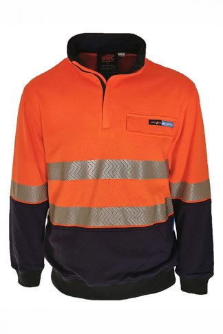 Hi Vis Inherent 1/2 Zip Fire Retardant HRC2 Segmented Taped Super Fleecy Jumper